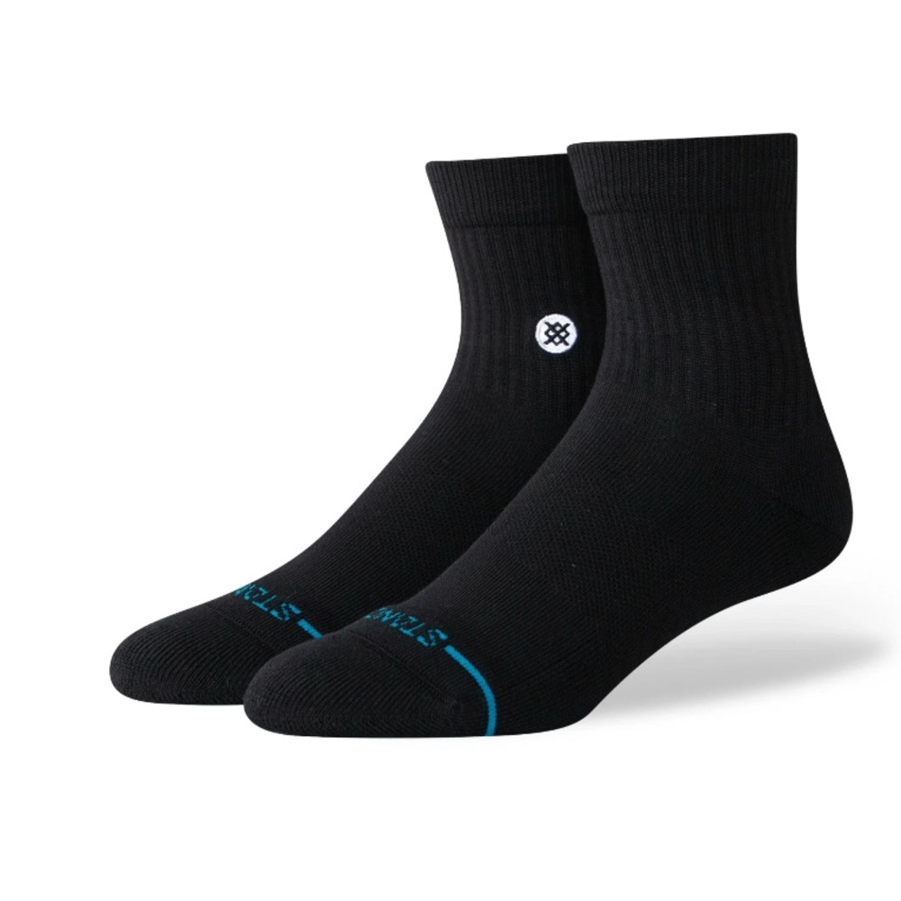 Stance Icon Solid Color Cotton QUARTER Socks, Black - 3-PACK - Picture 2 of 2